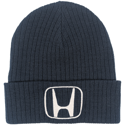 White Honda Logo on Navy Atlantis Headware Rib Cuffed Beanie - OSFM
