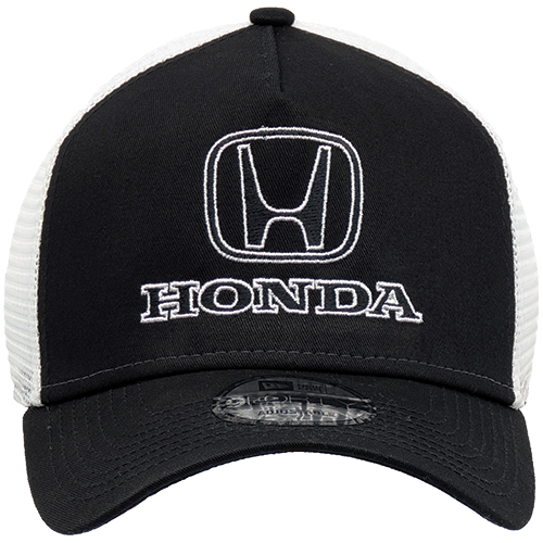 Black & White Honda Logo On Black & White New Era® Snapback Trucker Cap - OSFM